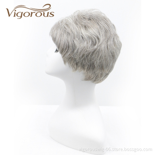 Vigorous Brazilian Cuticle Aligned Straight With Bang Short Ombre Silver Vendors Pixie Wig For Women Hair